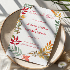 Autumn Botanical Leaves Frame Spara Datumet