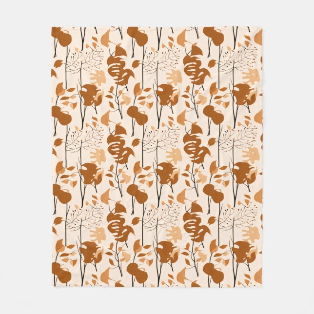 Autumn Botanical Leaves Minimalist  Fleecefilt (Framsidan)