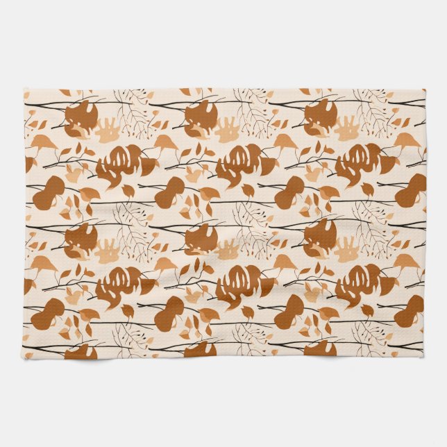 Autumn Botanical Leaves Minimalist  Kökshandduk (Horisontell)