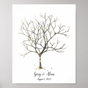 Autumn Bröllop Fingerprint Träd Guestbook Poster