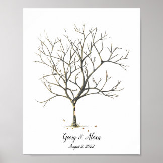 Autumn Bröllop Fingerprint Träd Guestbook Poster