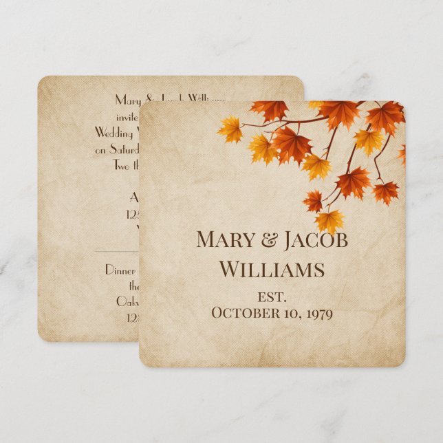 Autumn Bröllop Vow Renewal Inbjudningar (Fram/baksida)