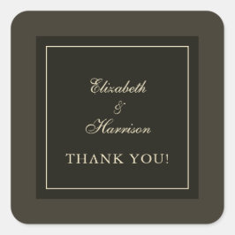Autumn Brown Hues & Ivory Bröllop Tack Fyrkantigt Klistermärke