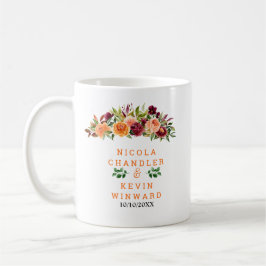 Autumn Burgundy and Orange Floral Wedding Kaffemugg