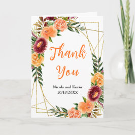 Autumn Burgundy and Orange Floral Wedding Tack Kort
