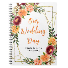 Autumn Burgundy and Orange Flowers Anteckningsbok