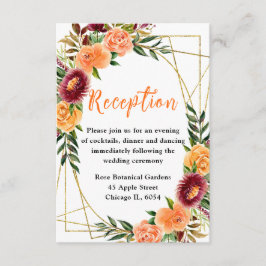 Autumn Burgundy and Orange Flowers Tilläggskort