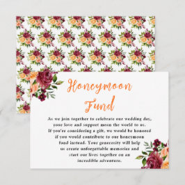 Autumn Burgundy and Orange Wedding Honeymoon Fund Tilläggskort