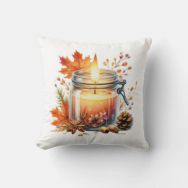 Autumn Candle & Fall Leaves Decorative Throw Pillo Kudde