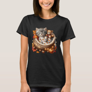 Autumn Cat Graphic for Kitten Mom and Cat Grandma  T Shirt