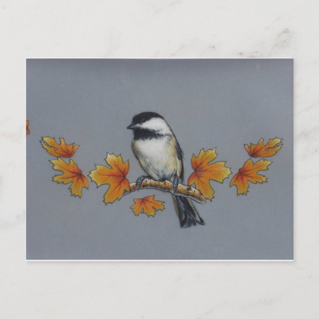 Autumn Chickadee Vykort (Framsida)