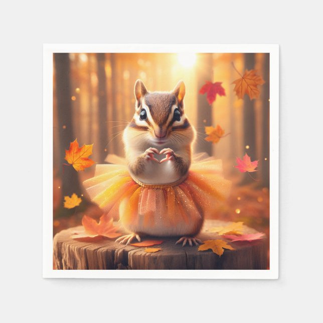 Autumn Chipmunk Ballerina Dancer Pappersservett (Framsidan)