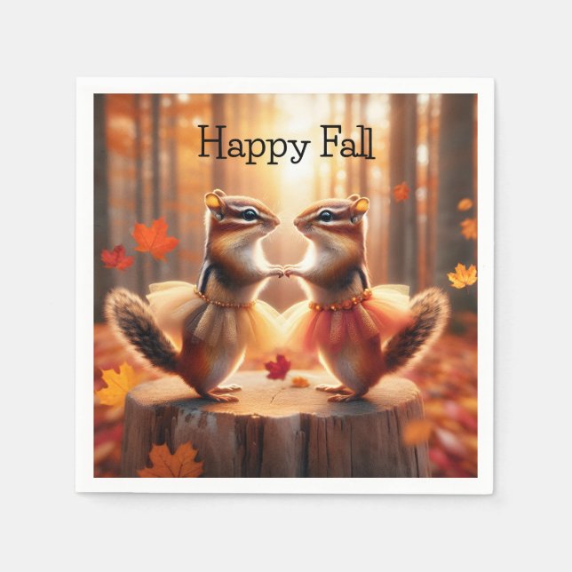 Autumn Chipmunks Dancing Pappersservett (Framsidan)