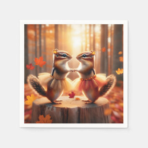 Autumn Chipmunks Dancing Pappersservett