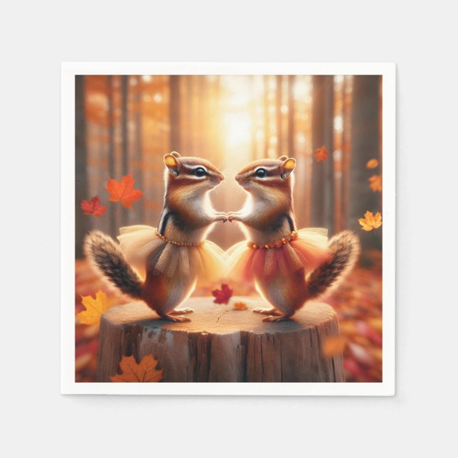Autumn Chipmunks Dancing Pappersservett (Framsidan)
