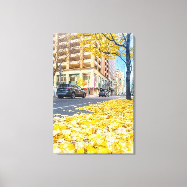 Autumn City Street Canvastryck (Framsida)