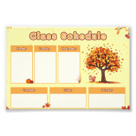 Autumn Class Schedule with Cute Fall Illustrations Fototryck