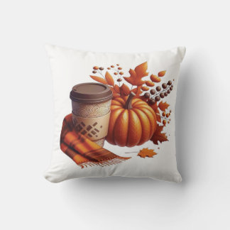 Autumn Coffee & Pumpkin Pillow Kudde