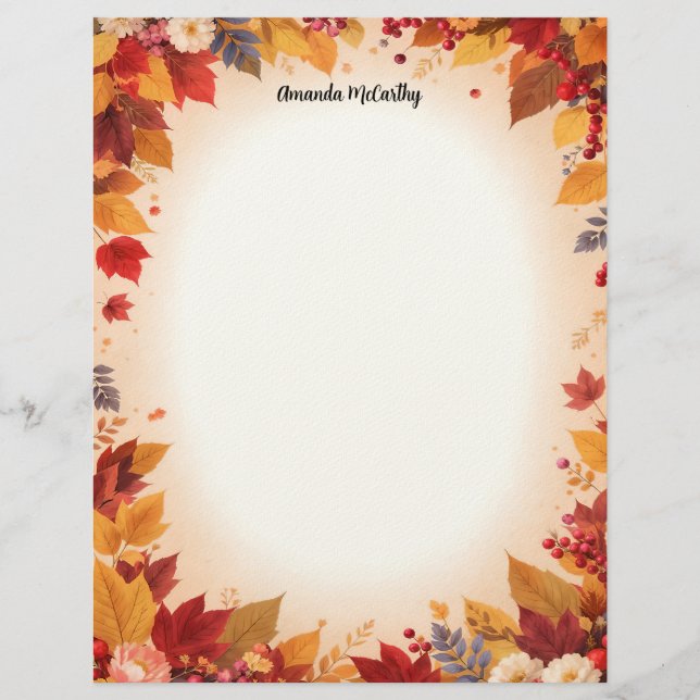 Autumn Colors Stationery Paper Brevhuvud (Framsida)