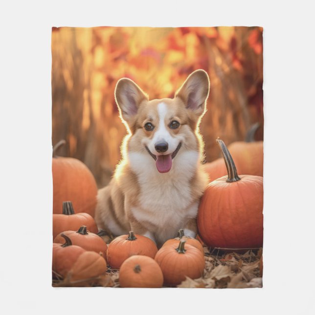 Autumn Corgi Fleecefilt (Framsidan)