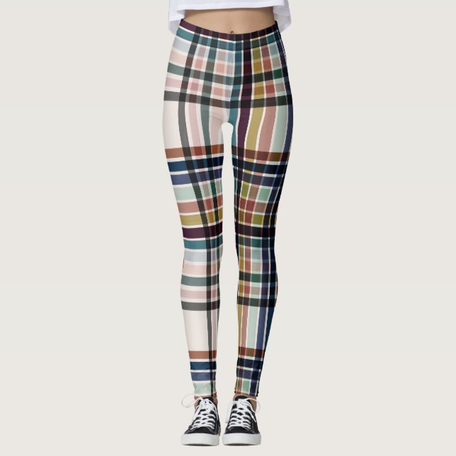 Autumn & Cream Plaid  Leggings (Framsida)