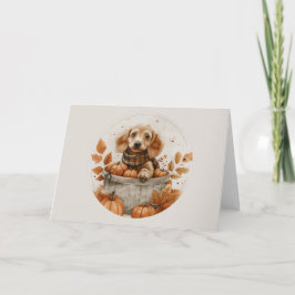Autumn Dachshund Hundar Pumpkin Kort