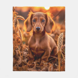 Autumn Dachshund Valp Fleecefilt