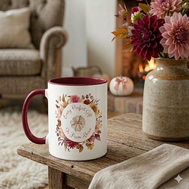 Autumn Dahlia Wreath Scripture Pumpkin Mugg (Skapare uppladdad)
