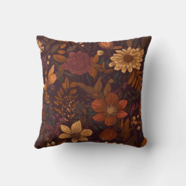 Autumn Dark Brown Flower Season Interior Kudde