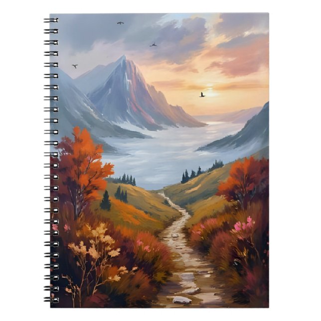 Autumn Daydreams | Fall Mountain Landscape Painted Anteckningsbok (Framsidan)