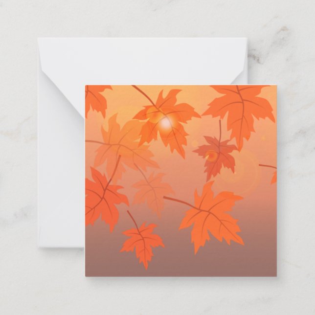Autumn design with maple leaves and bokeh effect  anteckningskort (Baksida)