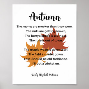 Autumn Dikt av Emily Elizabeth Dickinson Poster