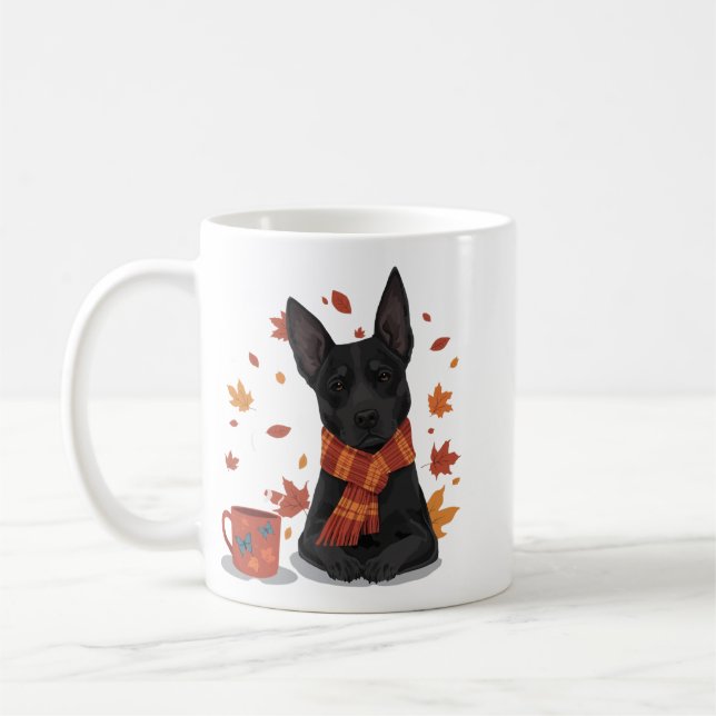 Autumn Dog with Scarf Kaffemugg (Vänster)