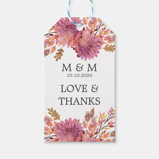 Autumn Dream | Bröllop Monogram-Tack-förmån Presentetikett (Framsidan)