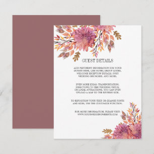 Autumn Dream UPPGIFTER OM ELEGANT BRÖLLOP GUEST Inbjudningar