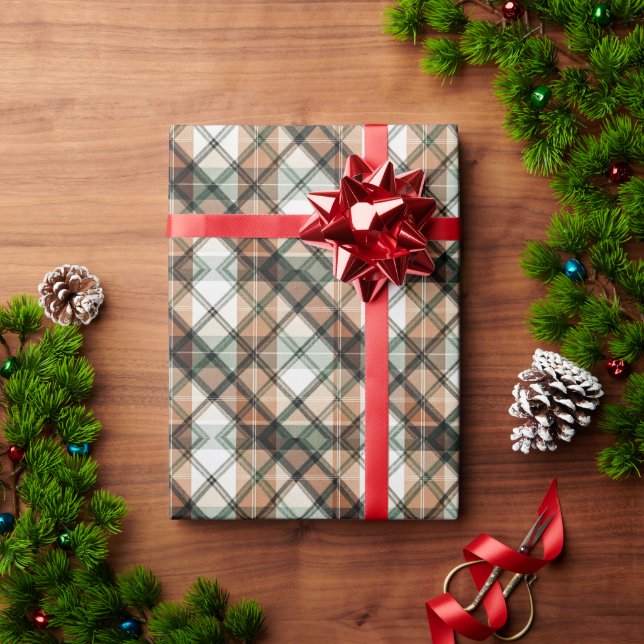 Autumn Earth Plaid Presentpapper (Julgåva)