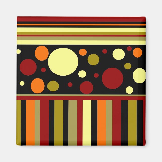 Autumn Earth Tones Rand Polka dots Mönster Magnet (Framsidan)