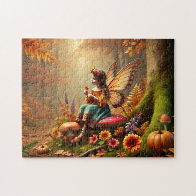 Autumn Fairy Enchanted Pumpkin Forest Pussel (Horisontell)