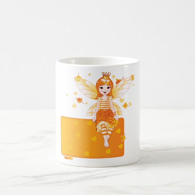 Autumn Fairy Princess med Orange Löv och Krona Kaffemugg (Skapare uppladdad)