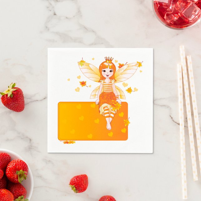 Autumn Fairy Princess med Orange Löv och Krona Pappersservett (Skapare uppladdad)