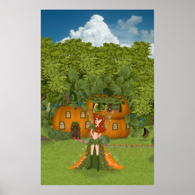 Autumn Fairy Pumpkin Cottage Poster (Framsidan)