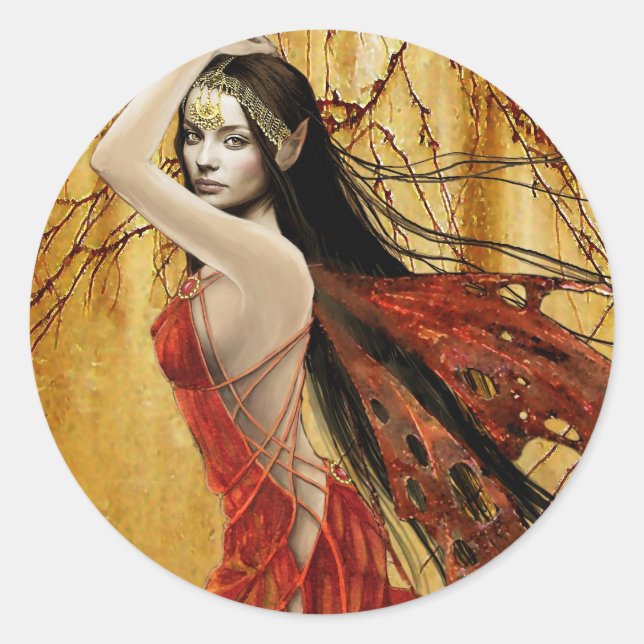 Autumn Fairy Sticker Runt Klistermärke (Framsida)