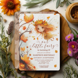 Autumn Fairy Woodland Birthday Inbjudningar