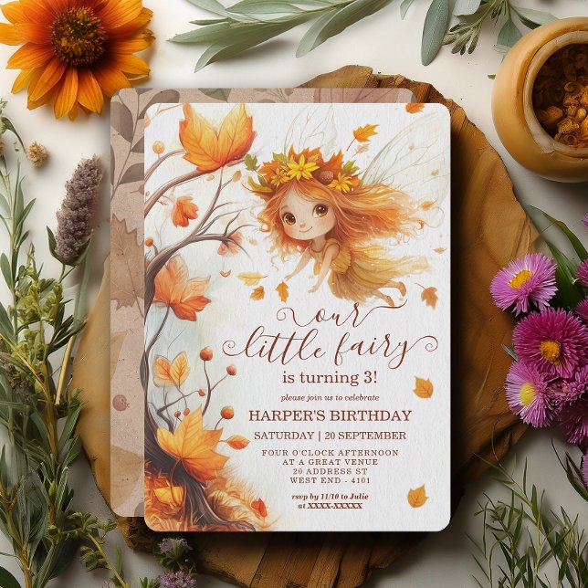 Autumn Fairy Woodland Birthday Inbjudningar (Skapare uppladdad)