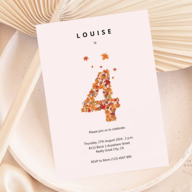 Autumn Fall Blommigt Garden 4e födelsedagen Aesthe Inbjudningar (Skapare uppladdad)