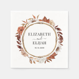 Autumn Fall Blommigt Terracotta Bröllop Pappersservett