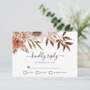 Autumn Fall Bloom Elegant bröllop OSA kort