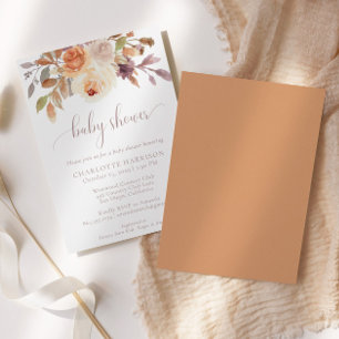 Autumn Fall Botanical Terracotta   Babyskor Inbjudningar