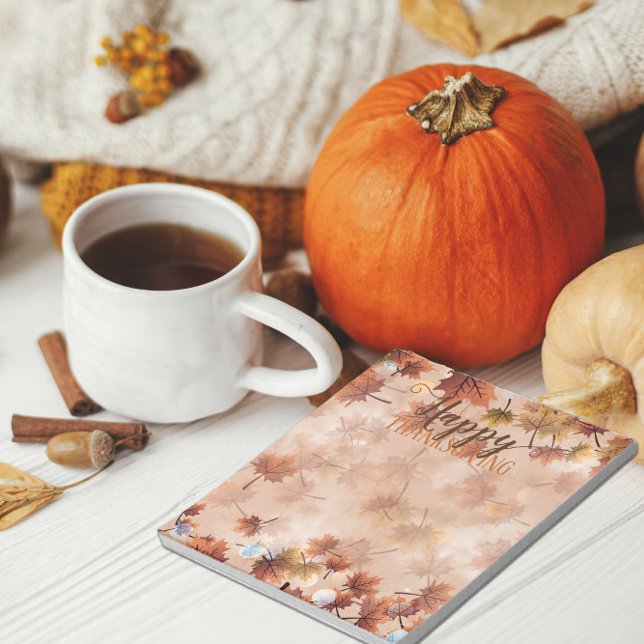 Autumn Fall Brown Löv Happy thanksgiving Anteckningsblock (Skapare uppladdad)