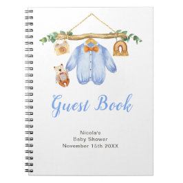 Autumn Fall Clothe Line Boy Baby Shower Guest Book Anteckningsbok